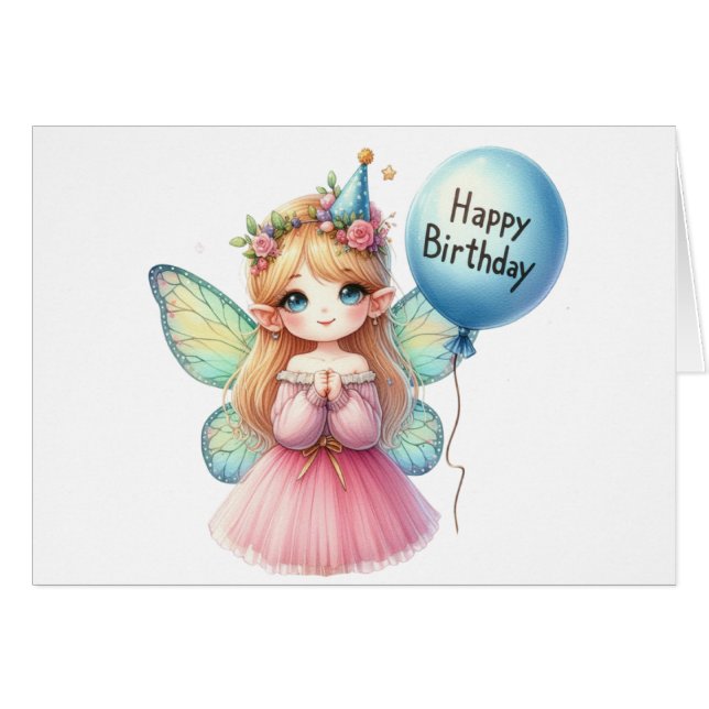 Fairy Birthday Card (Front Horizontal)