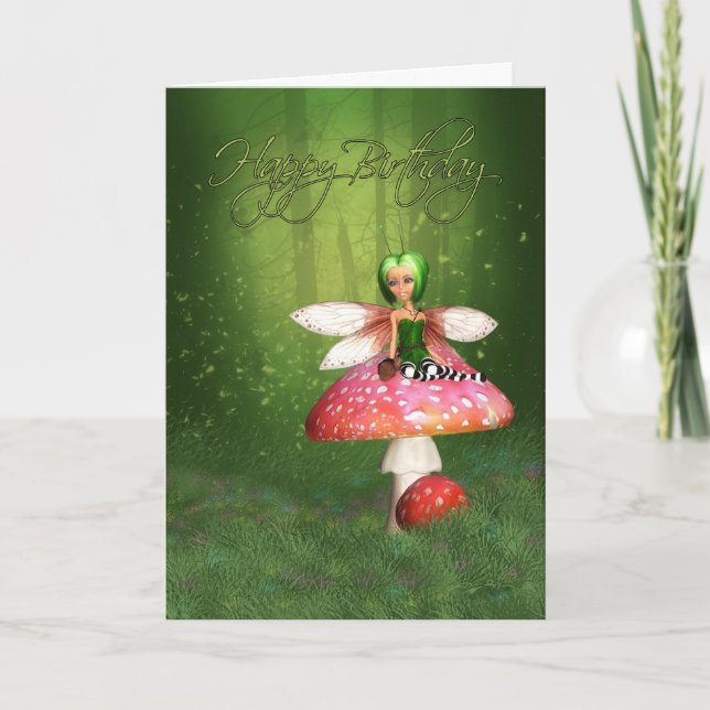 Fairy Birthday Card - Woodland Fairy Happy Birthda (Front)