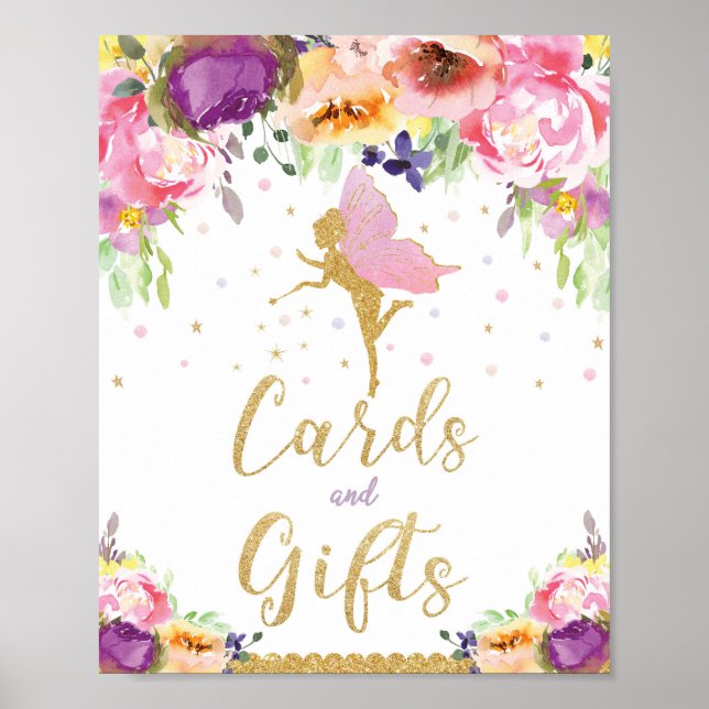 Fairy Birthday Cards and Gifts Baby Girl Shower Poster (Front)