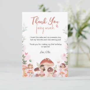 Fairy Birthday, Enchanted Whimsical Garden Forest  Thank You Card