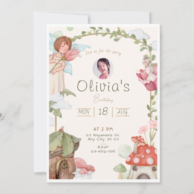 Fairy birthday invitation  (Front)