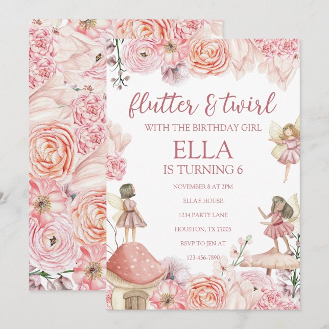 Fairy Birthday Invitation (Front/Back)