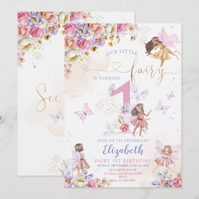 Fairy Birthday Invitation Fairy Garden Birthday (Front/Back)