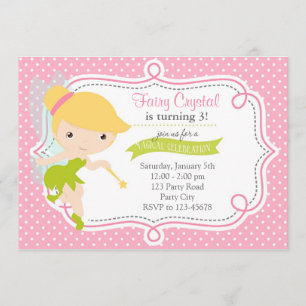 Fairy Birthday Invitation for Girls (Pink Green)