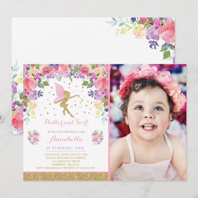 Fairy Birthday Invitation Whimsical Magical Party (Front/Back)