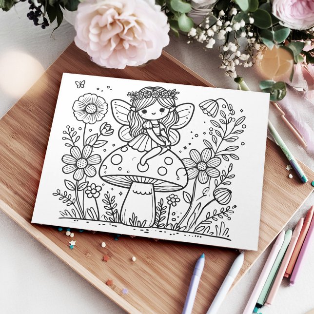 Fairy Birthday Party Colouring Activity for Kids Notepad (Fairy Birthday Party Coloring Activity Paper Notepad Placemats.)