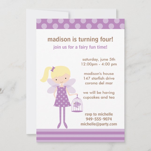 Fairy Birthday Party Invitation (Front)