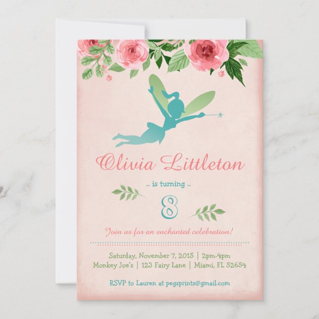Fairy Birthday Party Invitations - Fairy Garden (Front)