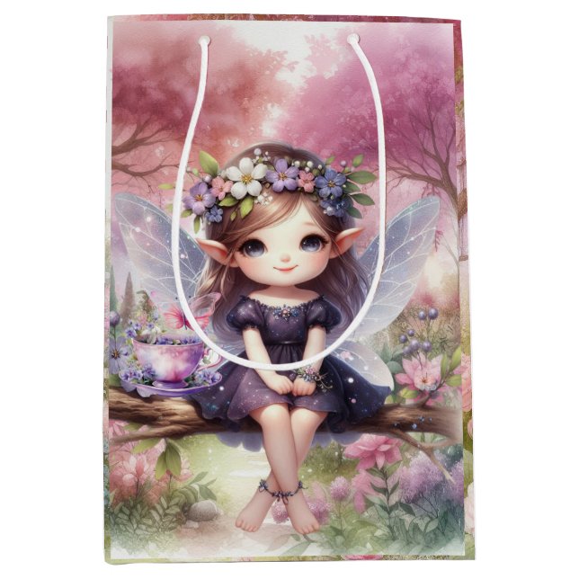  Fairy Birthday Party Medium Gift Bag (Front)
