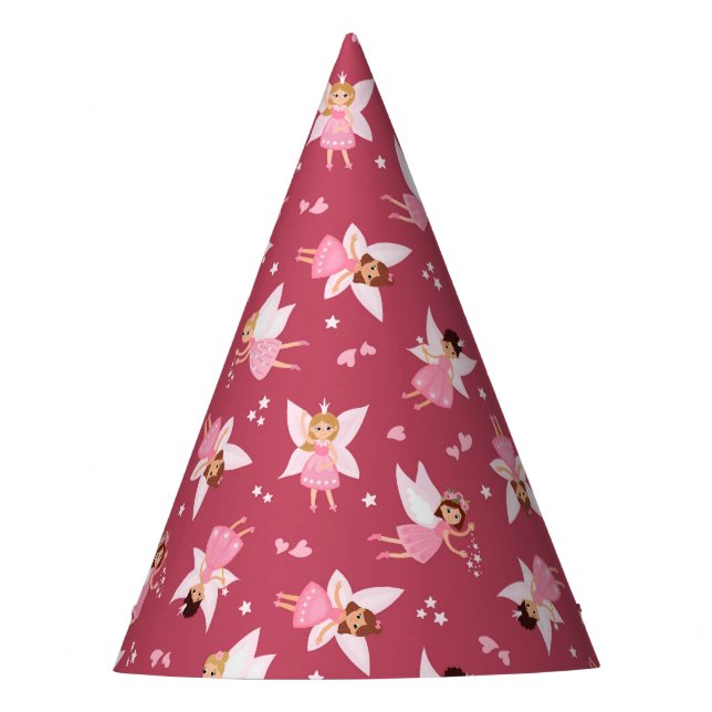 Fairy Birthday Party Pink Party Hat (Front)
