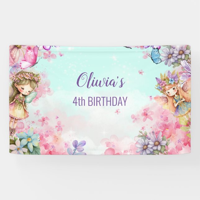 Fairy Birthday Princess Fairy Birthday Banner (Horizontal)