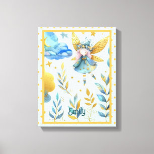Fairy Birthday Teal Gold Pink Princess Fairytale Canvas Print