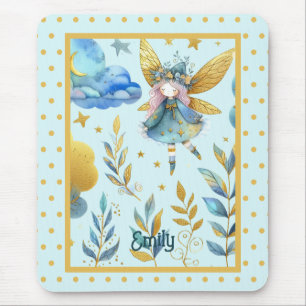 Fairy Birthday Teal Gold Pink Princess Fairytale Mouse Mat