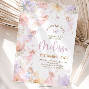 Fairy Birthday Wildflower Butterflies Invitation
