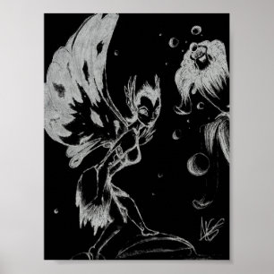 Fairy Black and White Poster