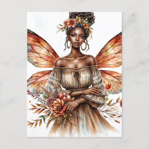 Fairy Black Woman With Locs Watercolor Postcard