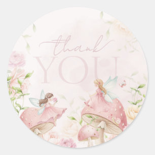 Fairy Blossom Butterfly Thank You Classic Round Sticker