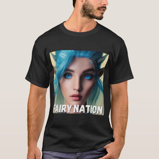 Fairy Blue Haired Elf Fay Pixie Elfin T-Shirt (Front)
