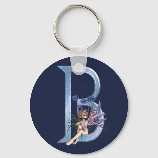 Fairy Blue Monogram B Key Ring (Front)
