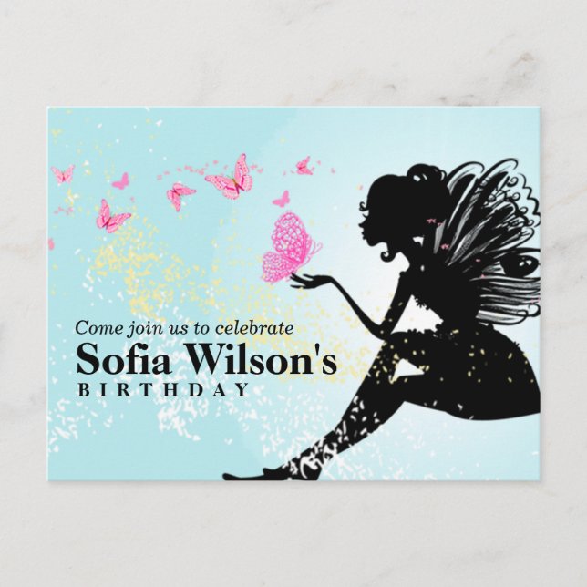 fairy butterfly birthday Postcard invitation (Front)