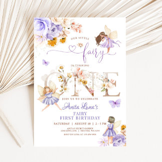Fairy Butterfly Magical Wildflower 1st Birthday Invitation