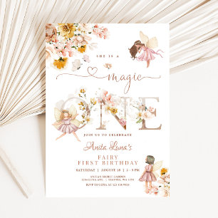 Fairy Butterfly Magical Wildflower 1st Birthday Invitation