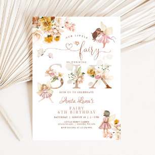 Fairy Butterfly Magical Wildflower 6th Birthday Invitation