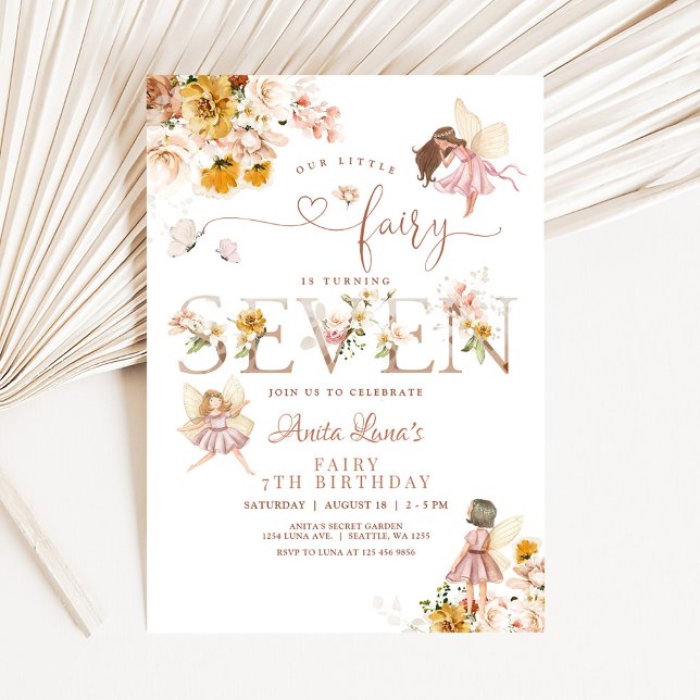 Fairy Butterfly Magical Wildflower 7th Birthday Invitation (Creator Uploaded)