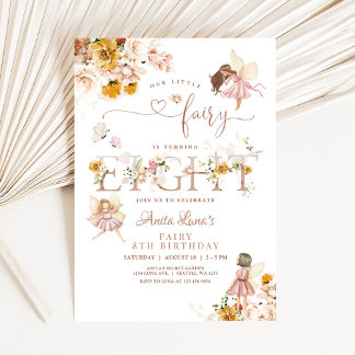 Fairy Butterfly Magical Wildflower 8th Birthday Invitation