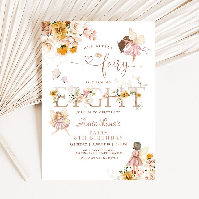 Fairy Butterfly Magical Wildflower 8th Birthday Invitation (Creator Uploaded)