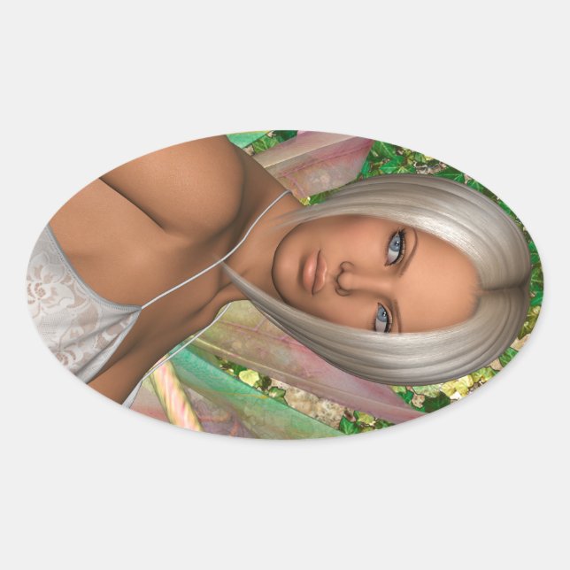 Fairy Butterfly Oval Sticker (Front)