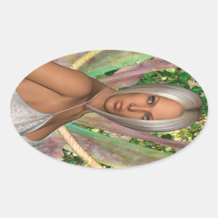 Fairy Butterfly Oval Sticker