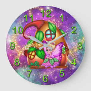 Fairy butterfly wings house stardust magic large clock