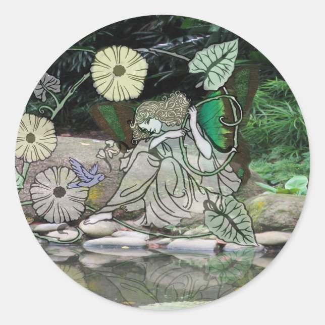 Fairy by the Water2 Classic Round Sticker (Front)