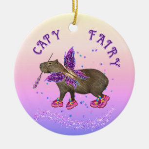 Fairy Capybara Magic Ceramic Tree Decoration
