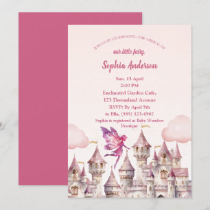 Fairy Castle Girl Baby Shower Invitation Card