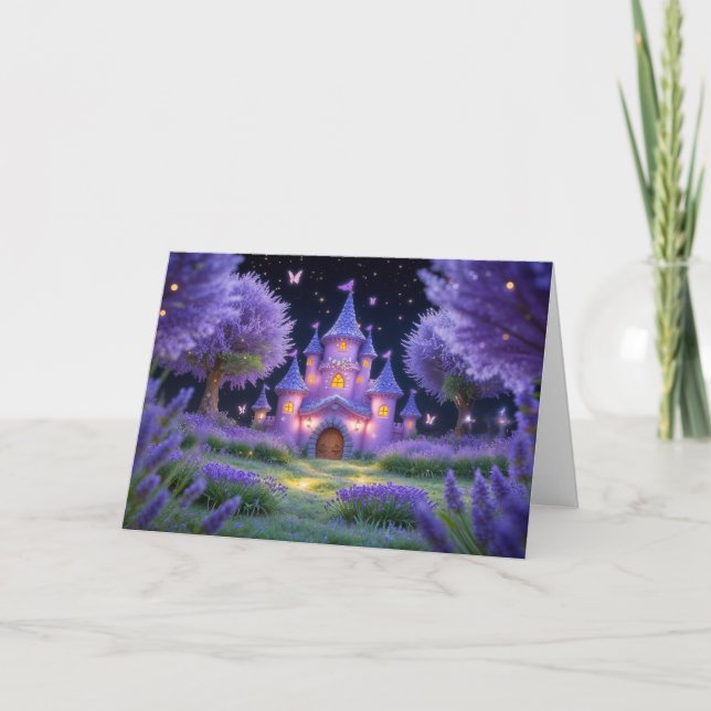 Fairy Castle of the Hidden Lavender Grove Holiday Card (Front)