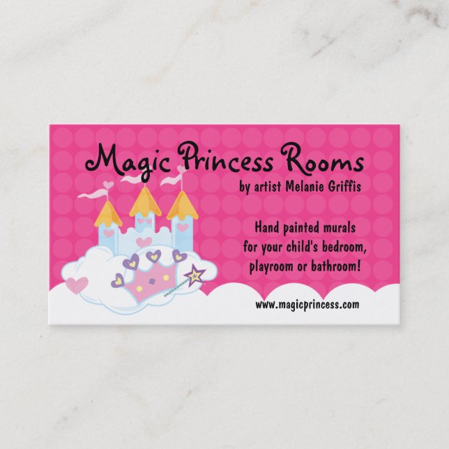 Fairy Castle Pink Dot Business Card (Front)