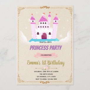 Fairy castle princess birthday invitation