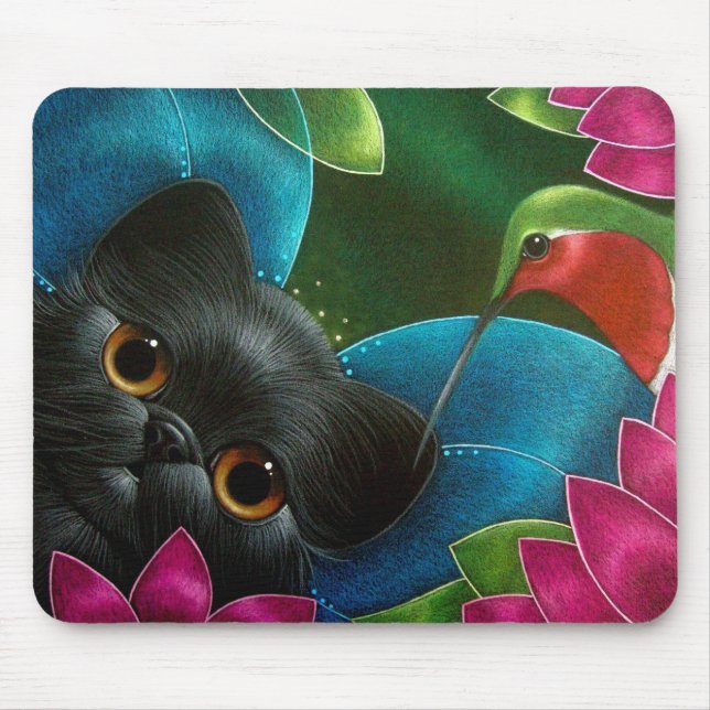 FAIRY CAT & HUMMINGBIRD Mousepad (Front)
