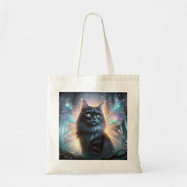 Fairy Cat Inspired by Celtic Folklore Cat-sìth Tote Bag (Front)