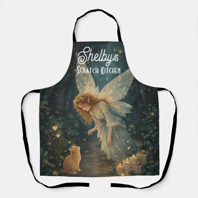 Fairy & Cat Kitchen Apron (Front)
