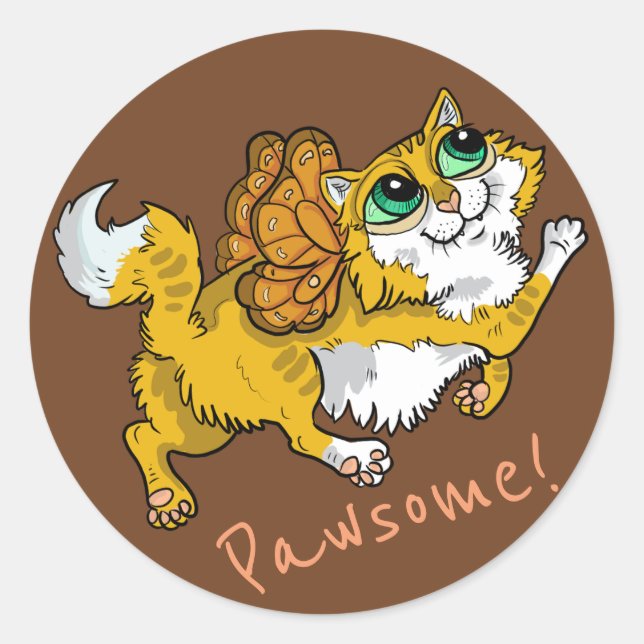 Fairy Cat Pawsome! Classic Round Sticker (Front)