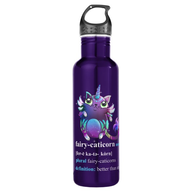 "fairy-cat-unicorn" 710 ml water bottle (Front)