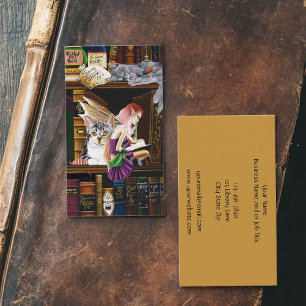 Fairy Cats Books Library Fantasy Business Card
