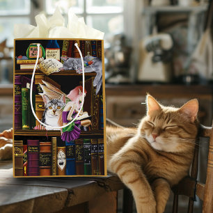 Fairy Cats Books Library Fantasy Medium Gift Bag