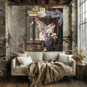 Fairy Cats Books Library Fantasy Tapestry