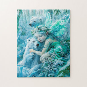 Fairy Child and Playful Polar Bears Jigsaw Puzzle