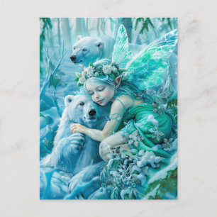 Fairy Child and Playful Polar Bears Postcard