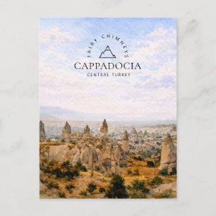 Fairy Chimneys Cappadocia   Turkey Watercolor Holiday Postcard